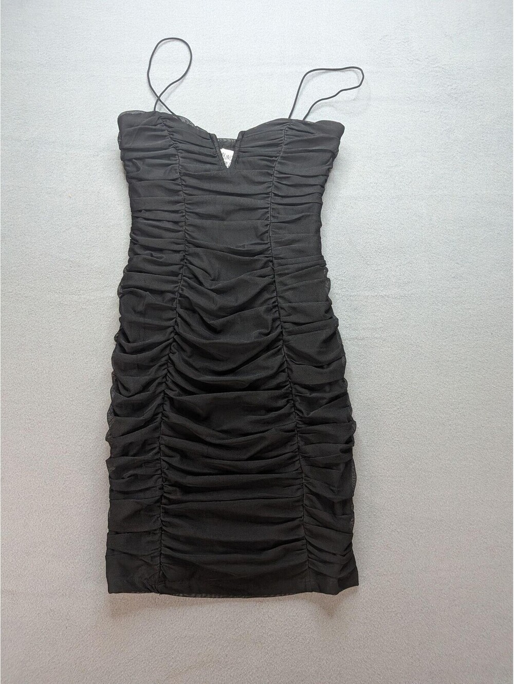 Princess Polly Dress Womens 4 Black Sweetheart Ruched Mesh Bodycon Mini Party